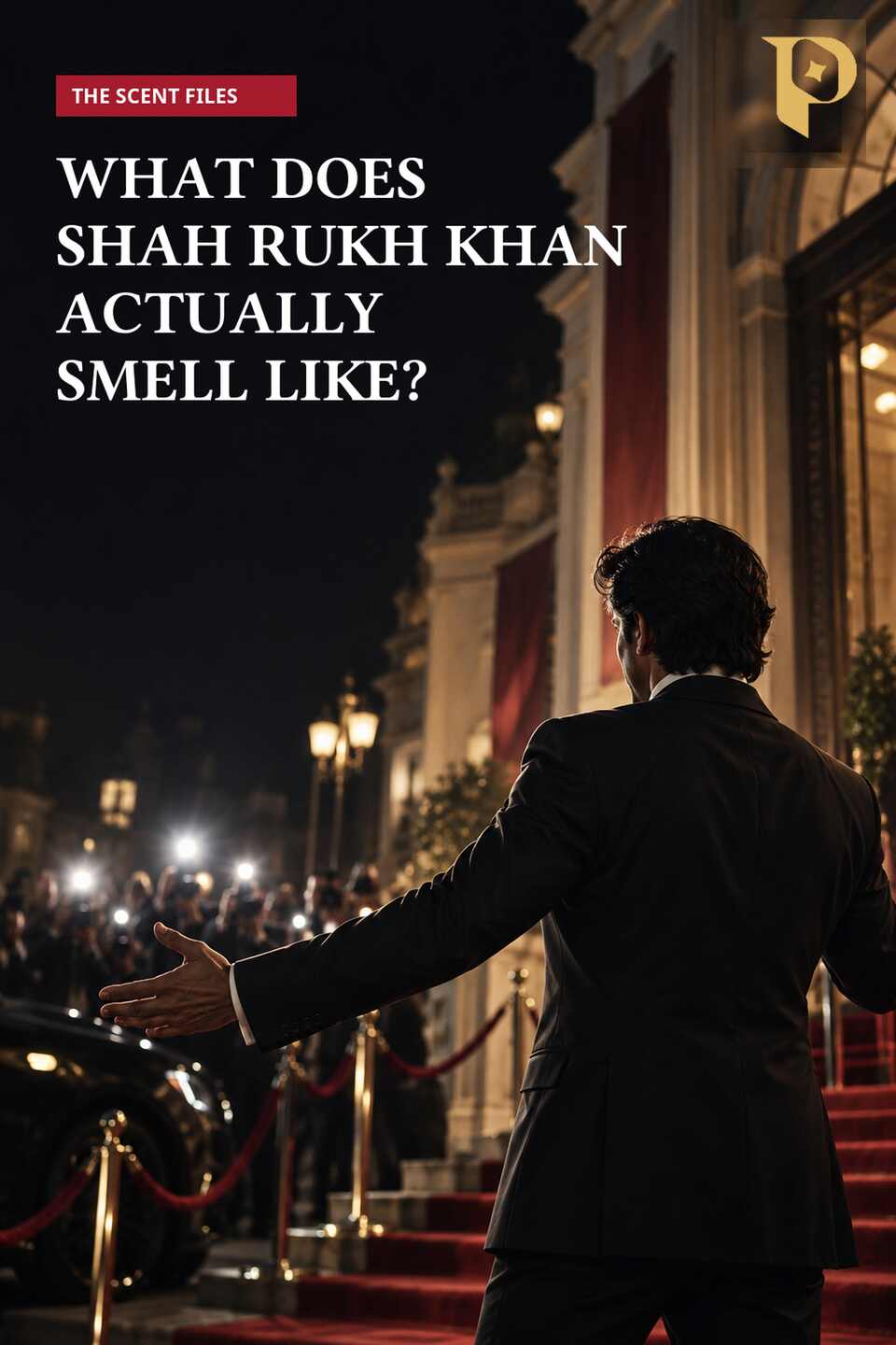 Cinematic red-carpet arrival illustrating the question of Shah Rukh Khan’s signature fragrance.