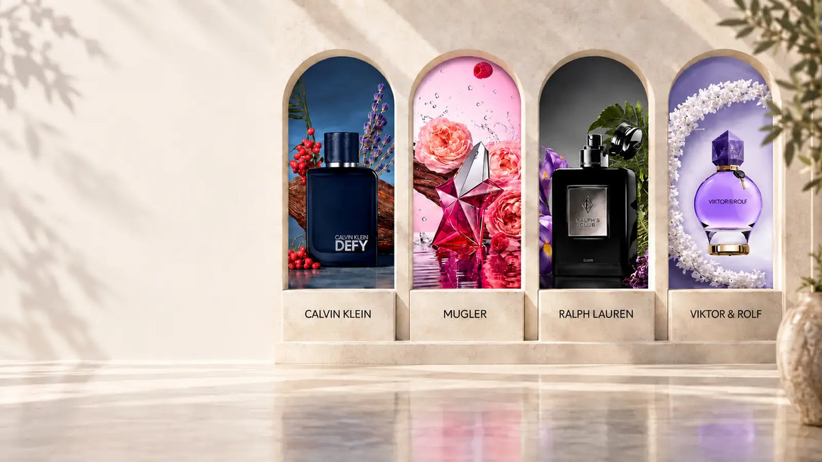 Perfume24x7 desktop multi-brand fragrance gallery hero artwork