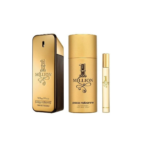 Paco Rabanne One Million Eau De Toilette 3 Pc 100ml Gift Set For Men